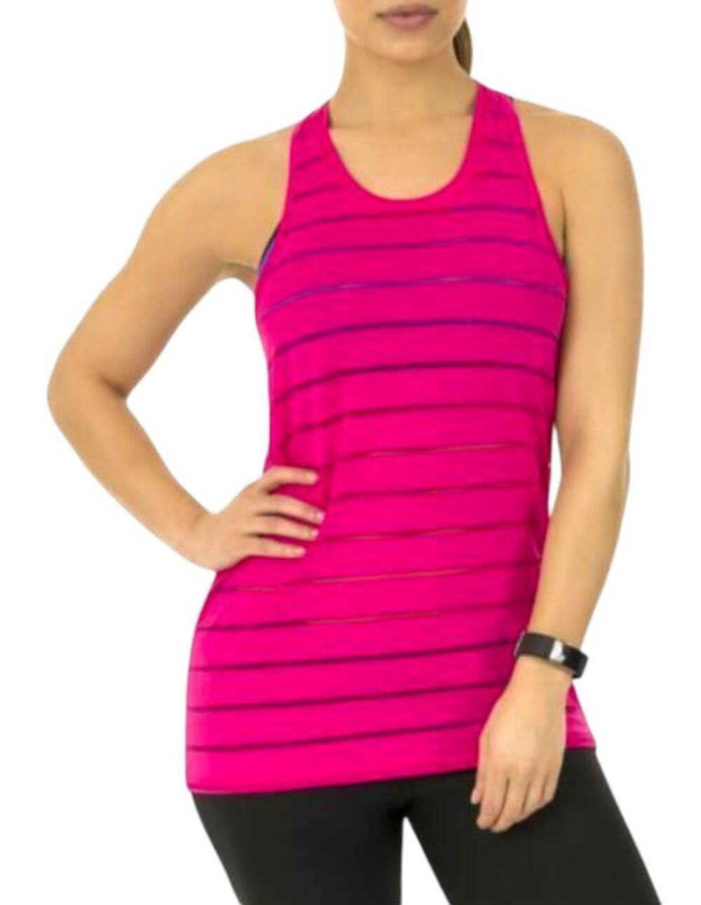 Athleta Chi Mesh High Neck Tank Women's Purple Stripe Training Athletic Size S